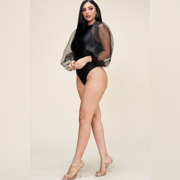 Sheer balloon sleeve bodysuit - Picture 3 of 7